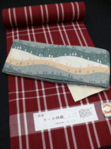 半幅帯カラフル チェック柄 ポップ ひでや工房 やらさ